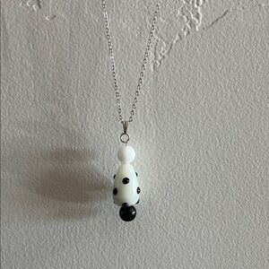 Artisan Silver Necklace with Black and White Pendant